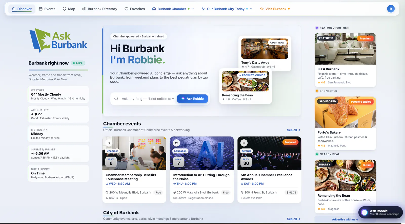 Ask Burbank website homepage screenshot