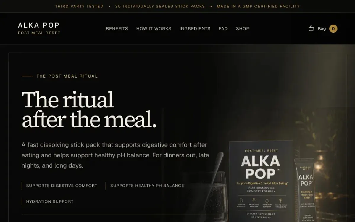 ALKA POP website homepage screenshot
