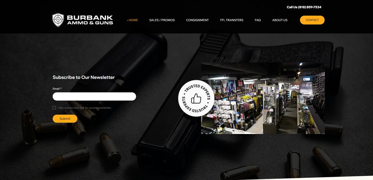 Burbank Ammo & Guns website preview