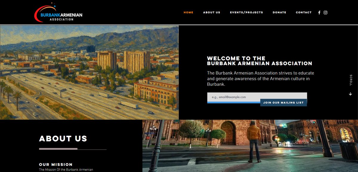 Burbank Armenian Association website preview