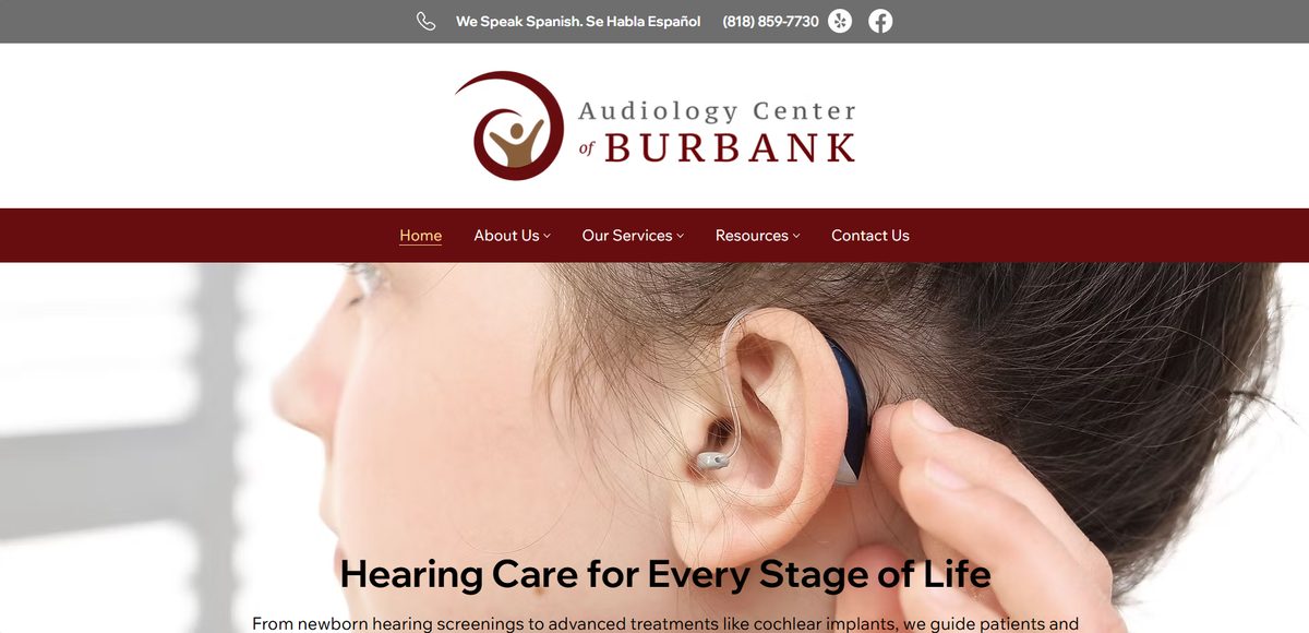 Burbank Audiology Center website preview