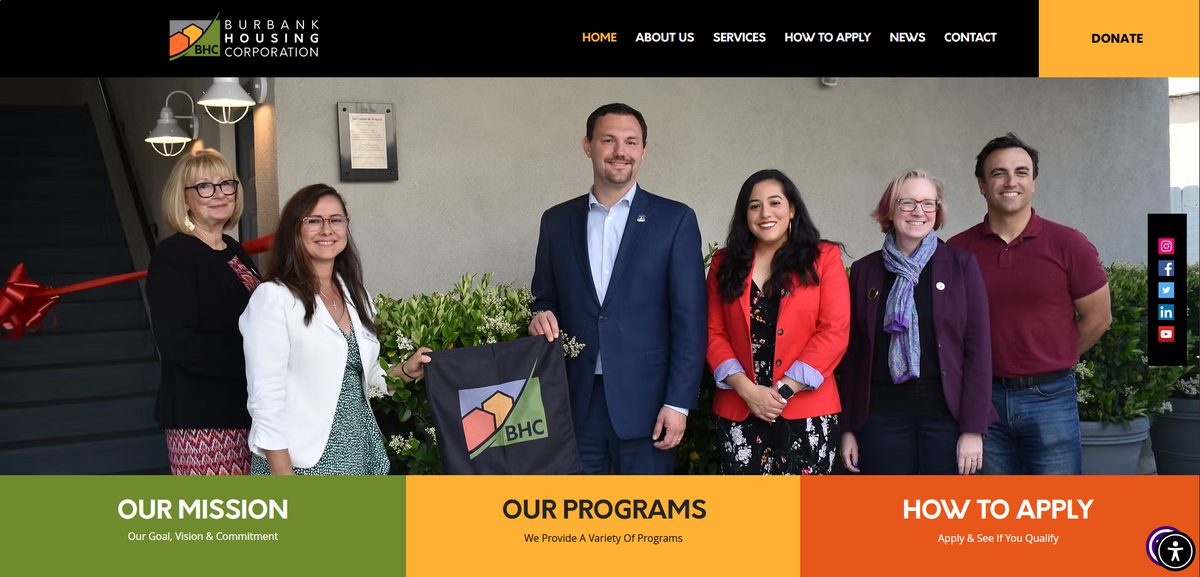 Burbank Housing Corporation website preview