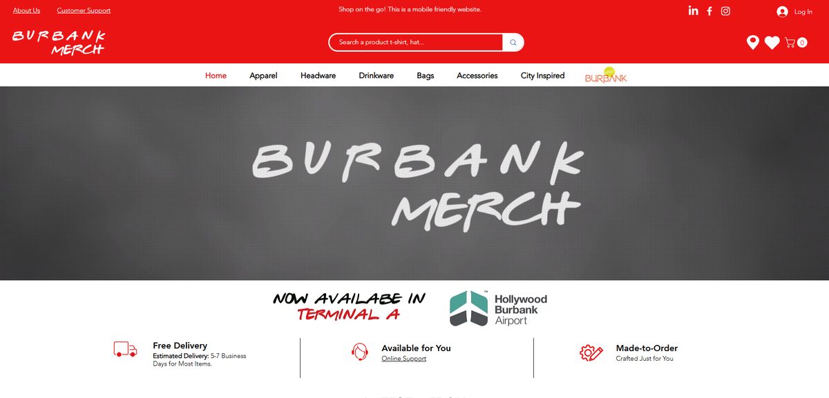 Burbank Merch website preview