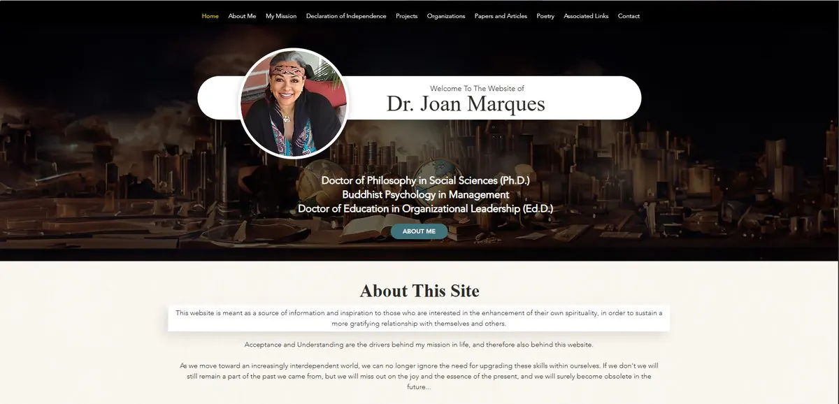 Dr. Joan Marques website homepage screenshot
