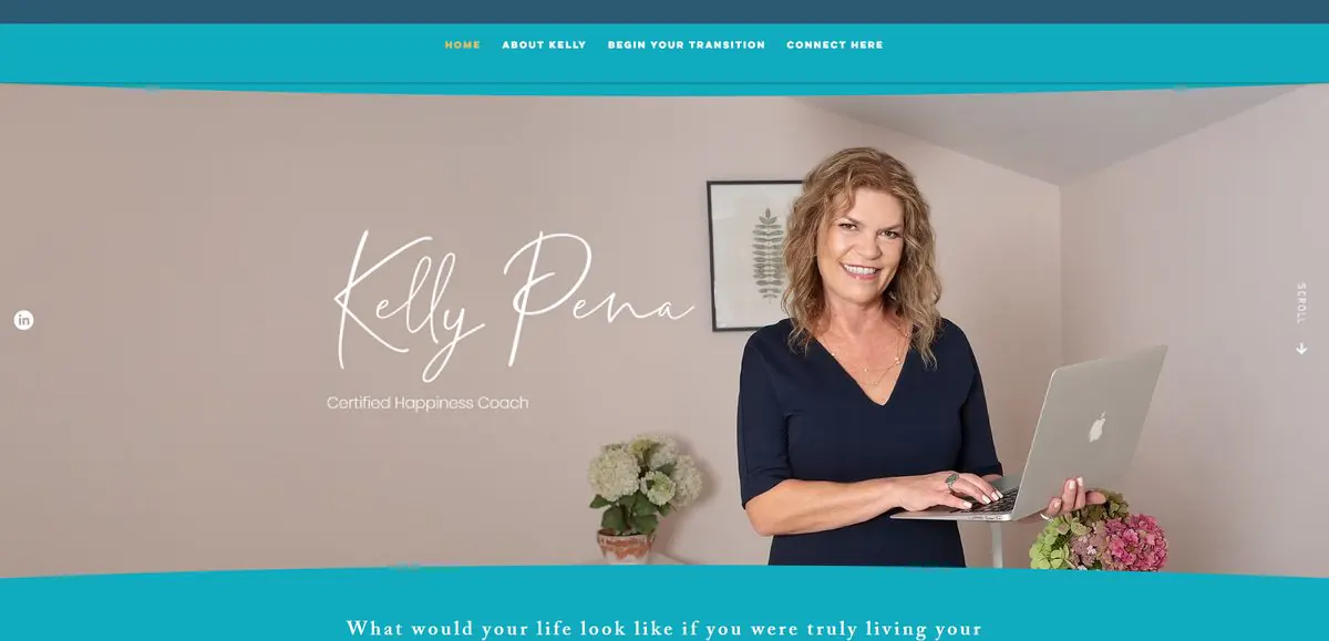 Kelly Pena website homepage screenshot