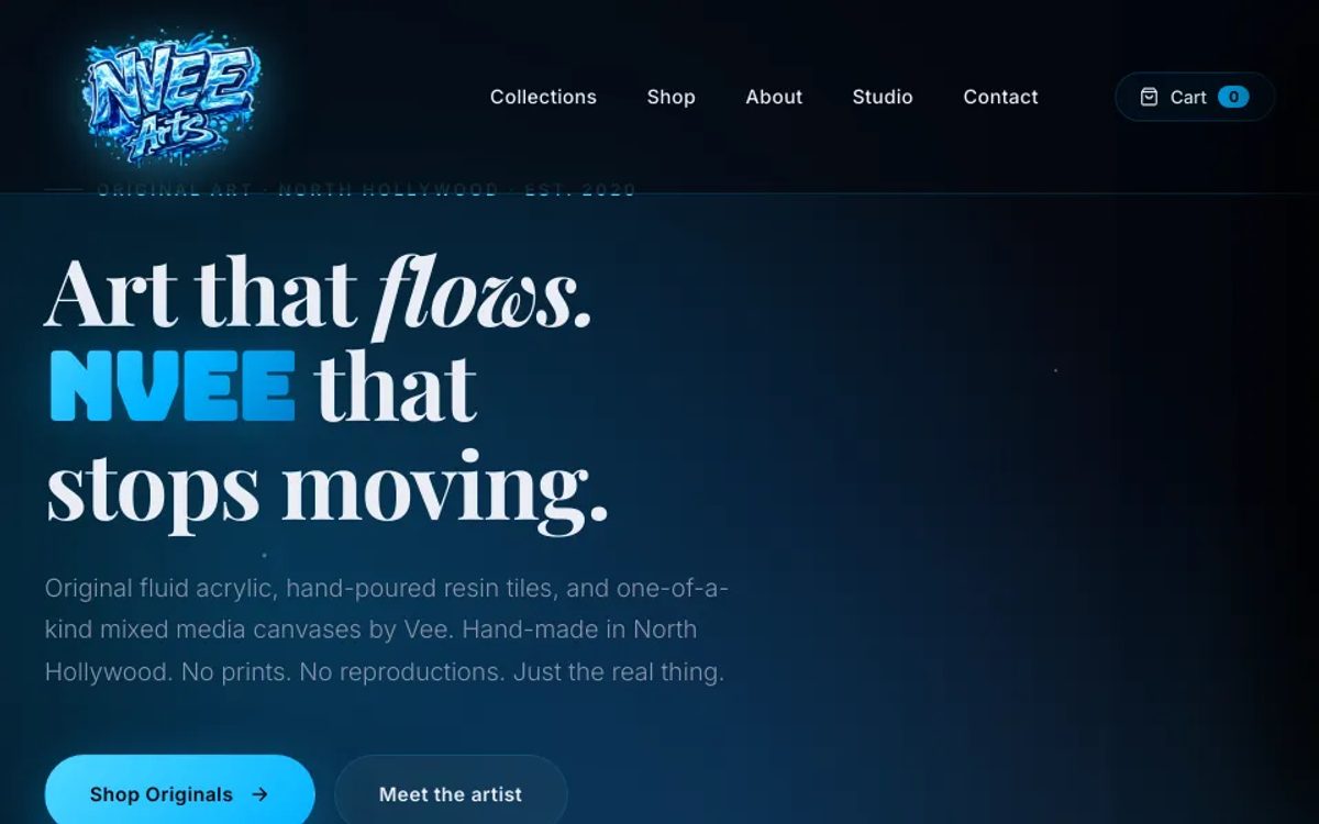 NVee Arts website preview