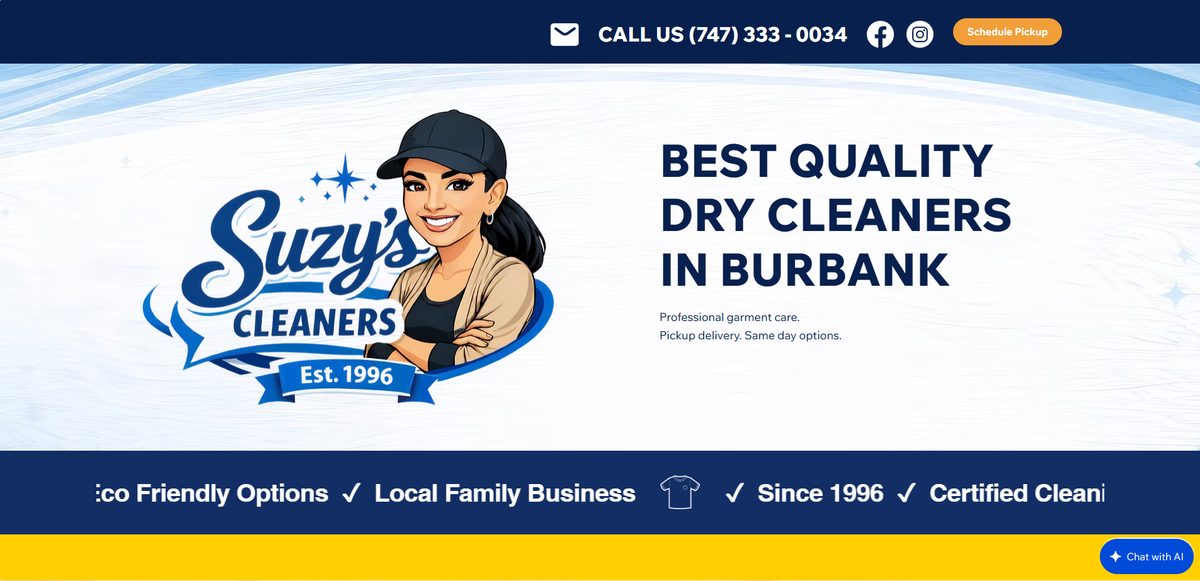 Suzy's Dry Cleaning website preview
