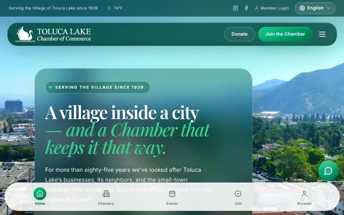 Toluca Lake Chamber website preview