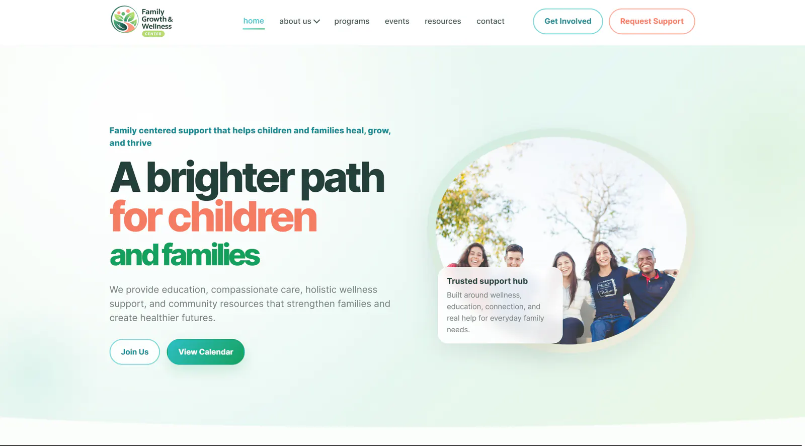 Family Growth & Wellness Center website homepage screenshot