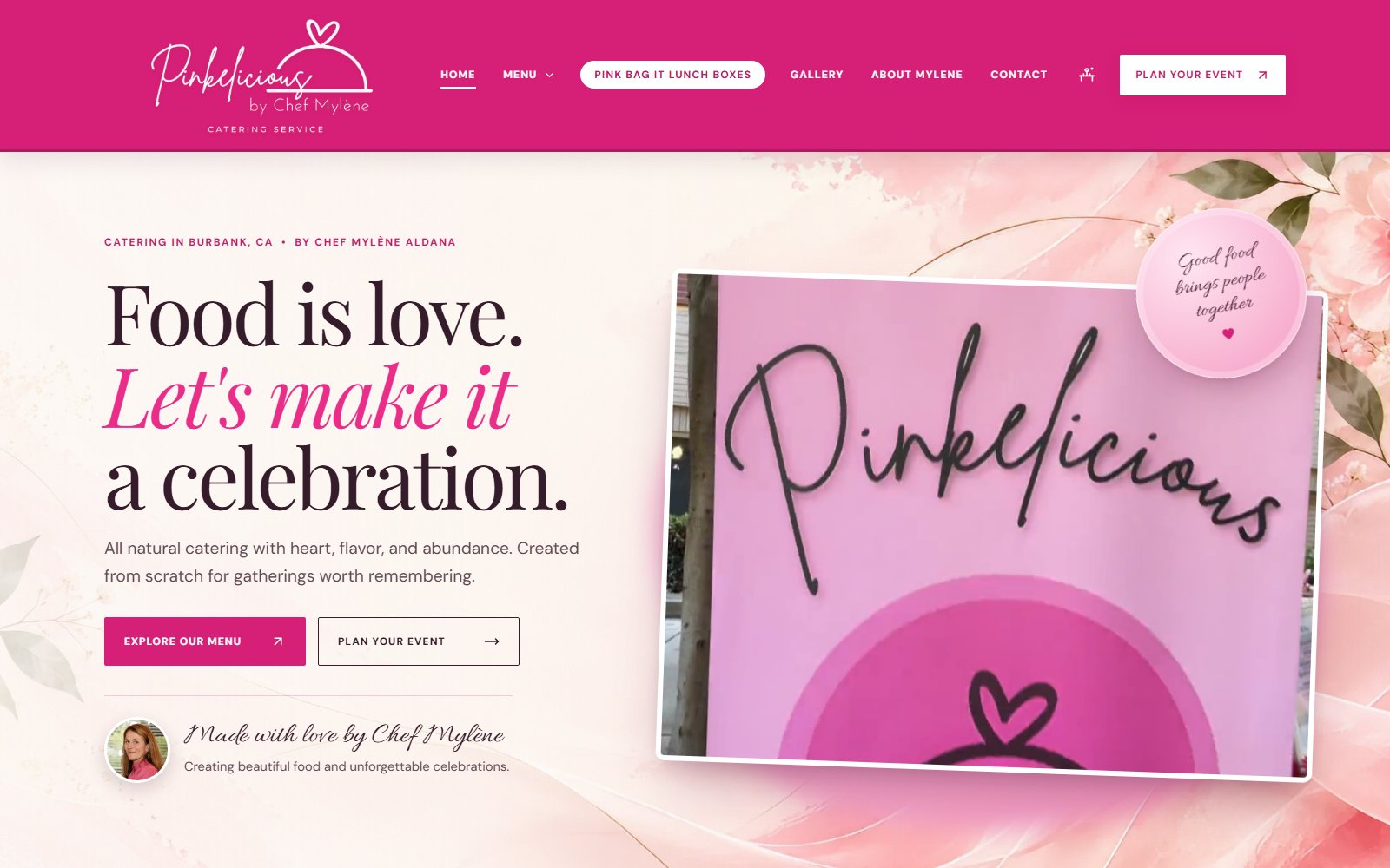 Pinkelicious Catering website preview
